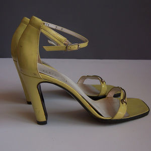 Gucci yellow patent heels sandals shoes hardware